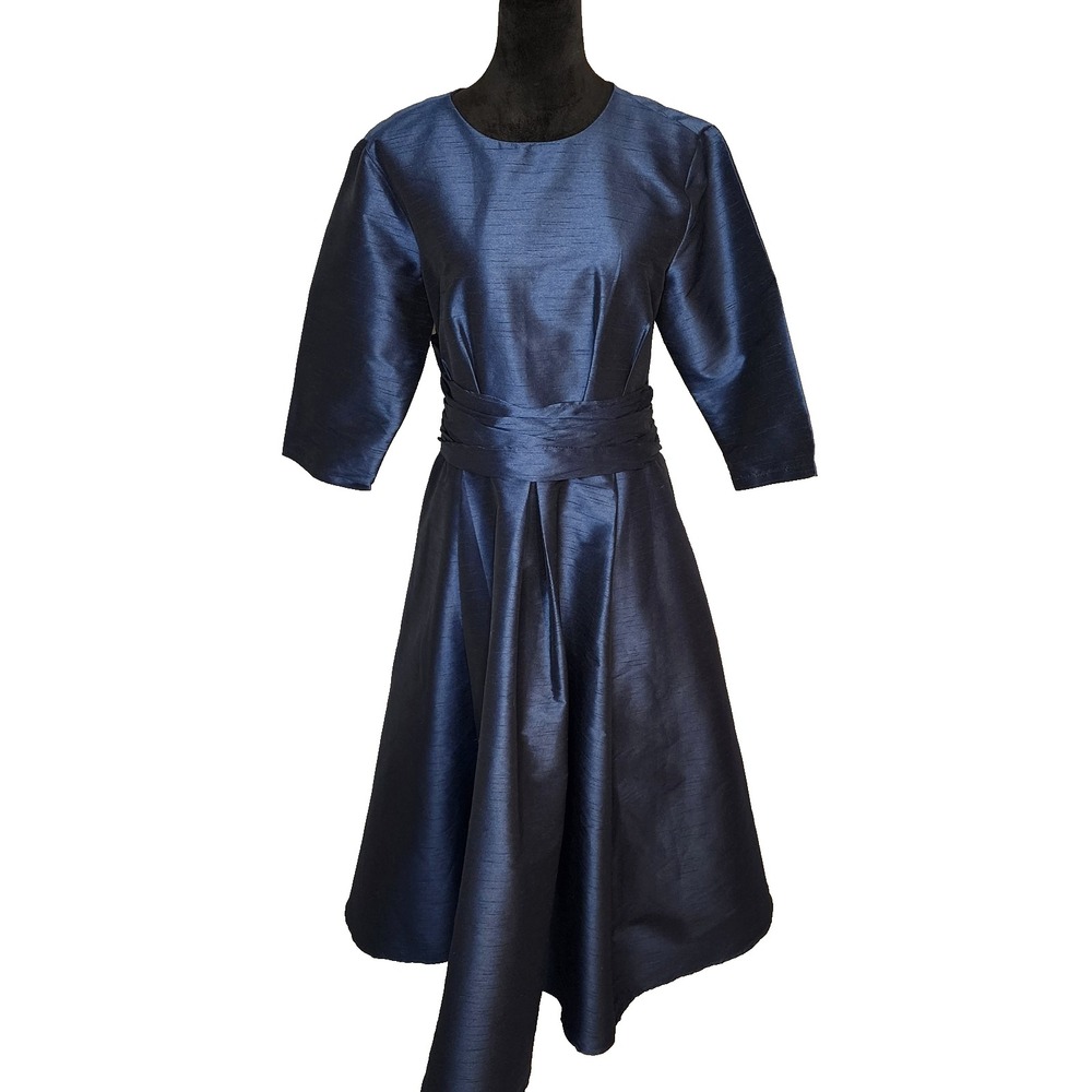 WAYWARD FANCIES eShakti Size 1X Slubbed Satin Pockets Fit & Flare Holiday Dress